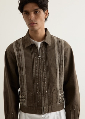 Parent Style Trendy Breathable Closet Must 12oz YAGASURI Jacquard Denim Chimayo Drizzler JKT