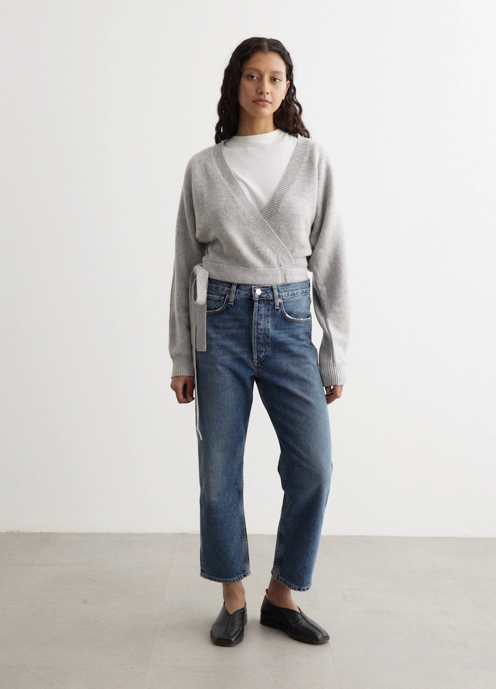 90's Crop Mid Rise Loose Straight Jeans Smart Utility
