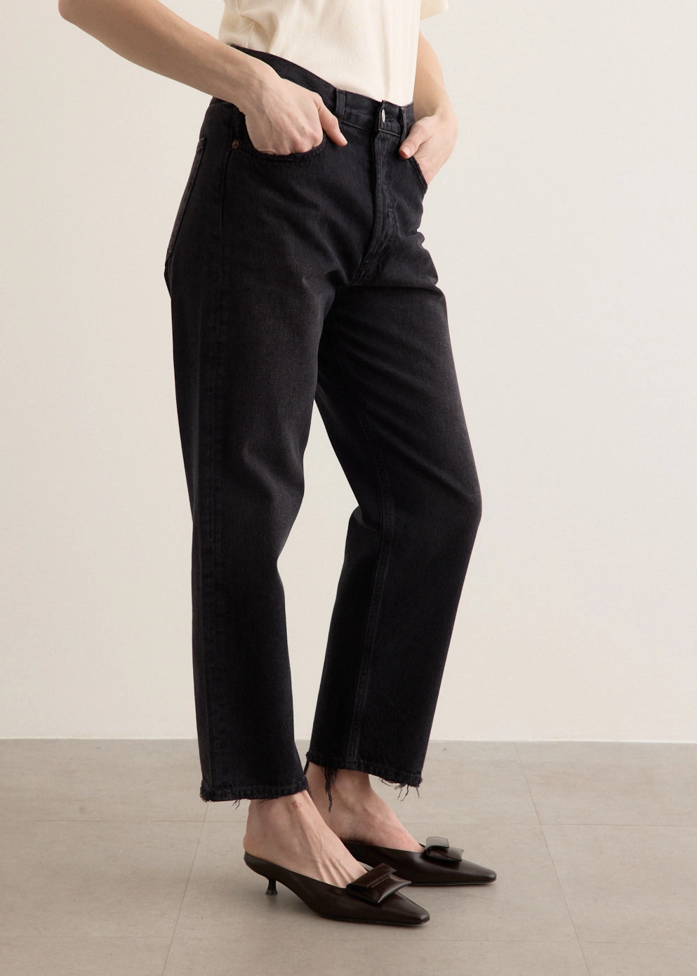 Heavyweight Denim 90's Crop Mid Rise Loose Straight Jeans