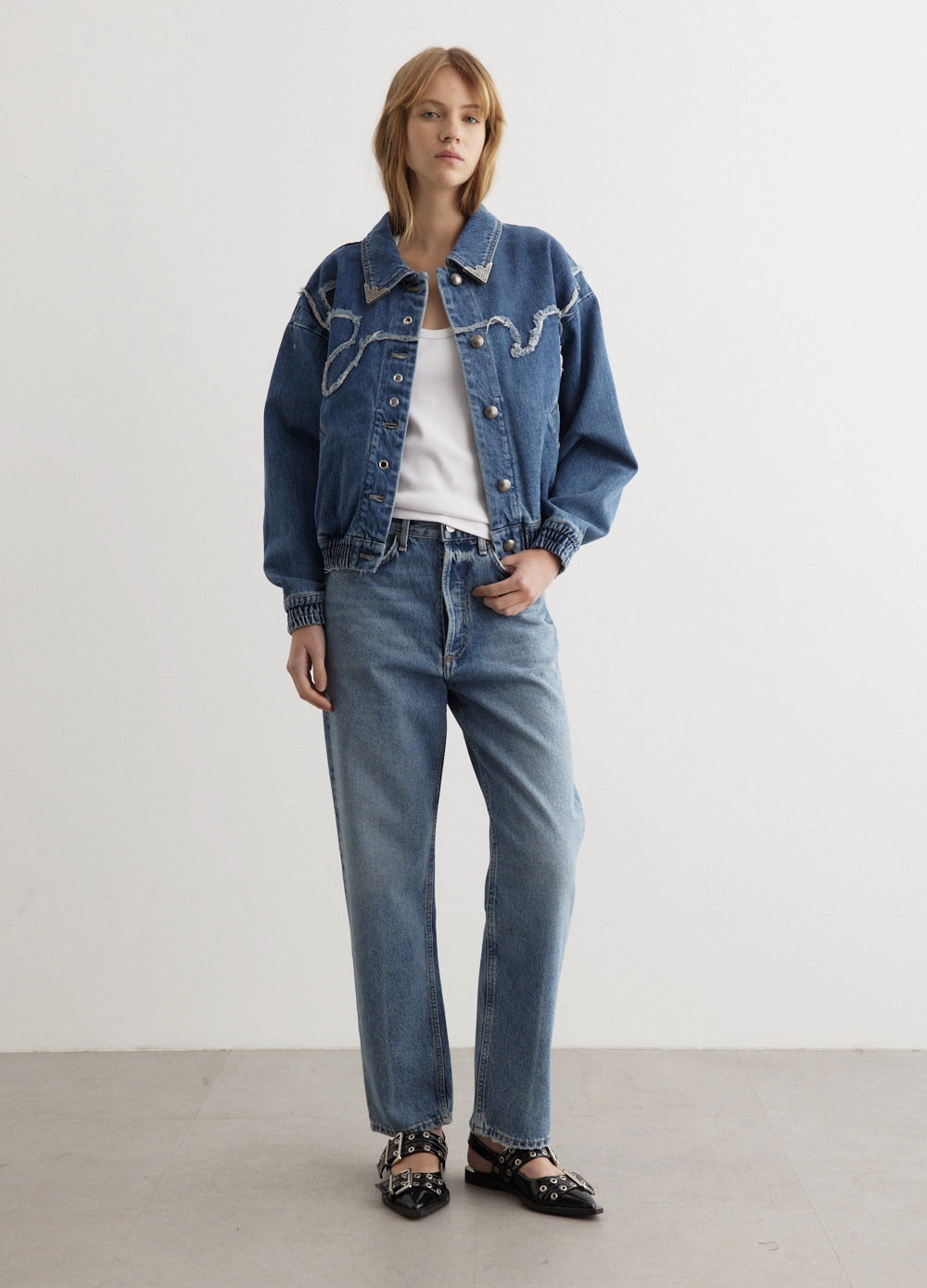 90's Mid Rise Straight Jeans Youth Style Office Wear Essential Style