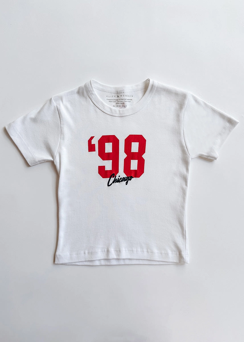 '98 Chicago Baby Tee - White Wear Resistant Fabric FlexFit Technology