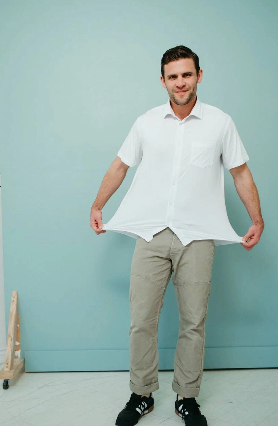 Low Profile Waistband Integration Chic Style &Collar Tropic Short Sleeve Slim