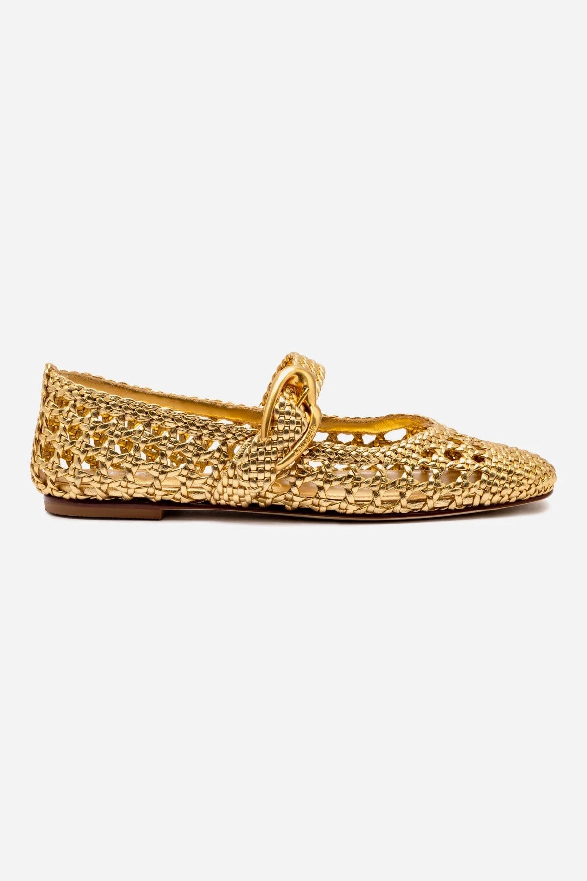 Relax time Verona Macrame Ballet Flat In Gold Metallic Leather