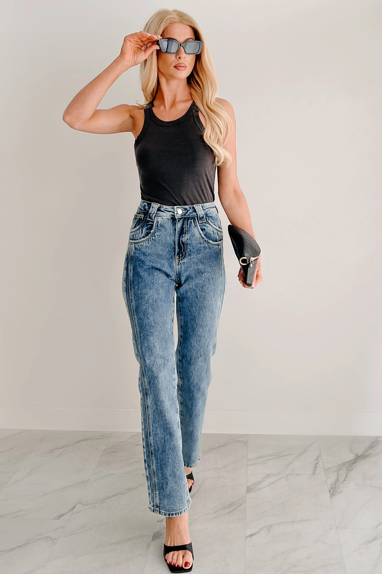 Ada High Rise Saige Dad Jeans (Medium) Everyday Basic Premium Cotton Blend