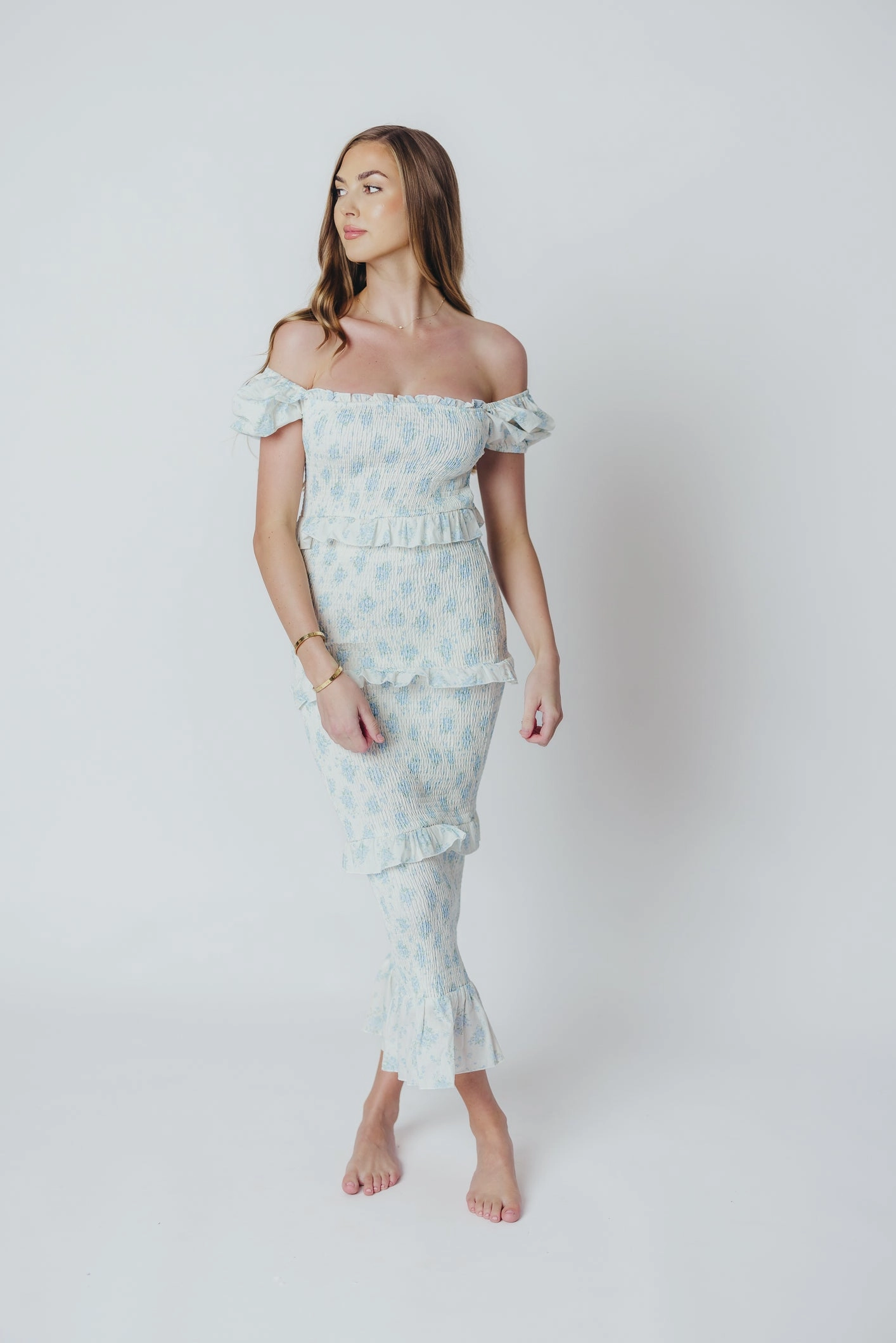 Ada Smocked Dress in Blue Floral- Bump Friendly & Inclusive Sizing (S-3XL) *Final-Sale* Modern Look