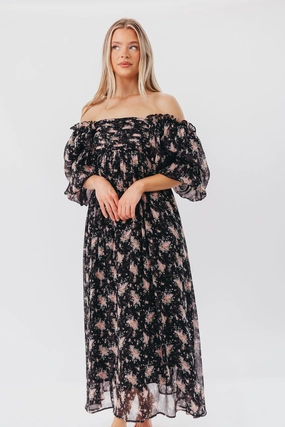 Melody Maxi Dress in Black - Bump Friendly & Inclusive Sizing (S-3XL) Low Key Soft Draping