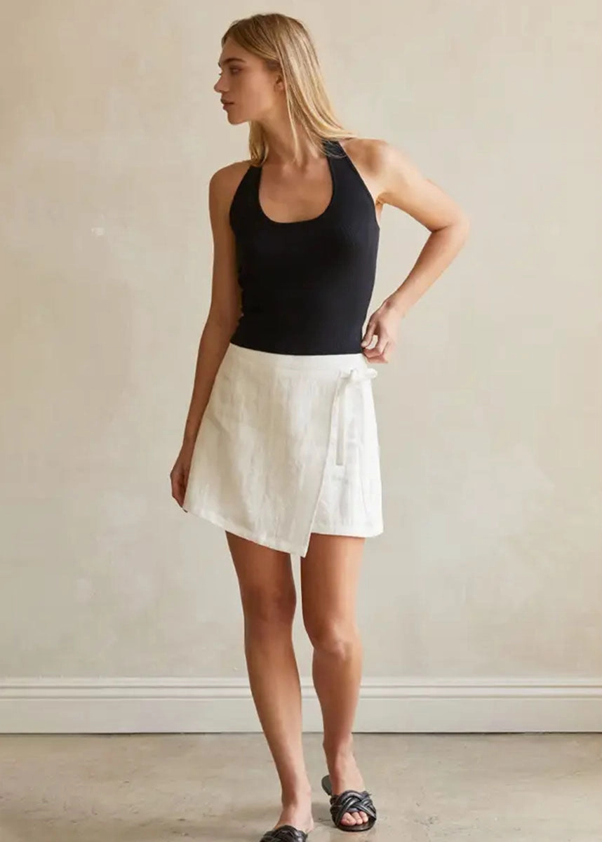 Secure Cuff Design RecyclablePackaging Adelle Wrap Mini Skort - White