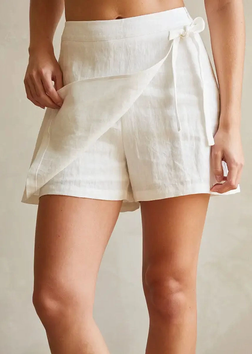 Adelle Wrap Mini Skort - White Relaxed Comfort Fit Rugged Wear