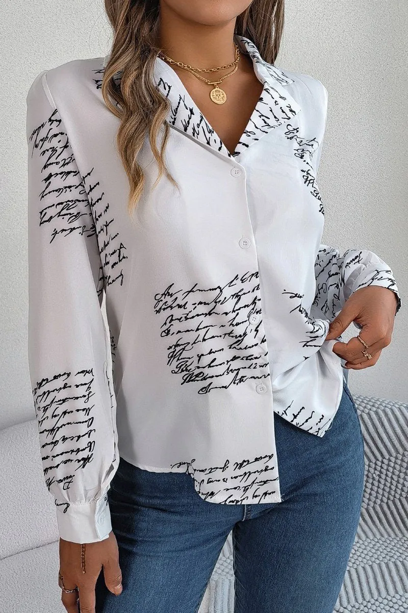 Soft Touch Blend WOMEN LETTER PRINTING SEMI FORMAL OFFICE BLOUSE