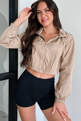 Along The Path Zip-Up Windbreaker Jacket (Khaki) Produce