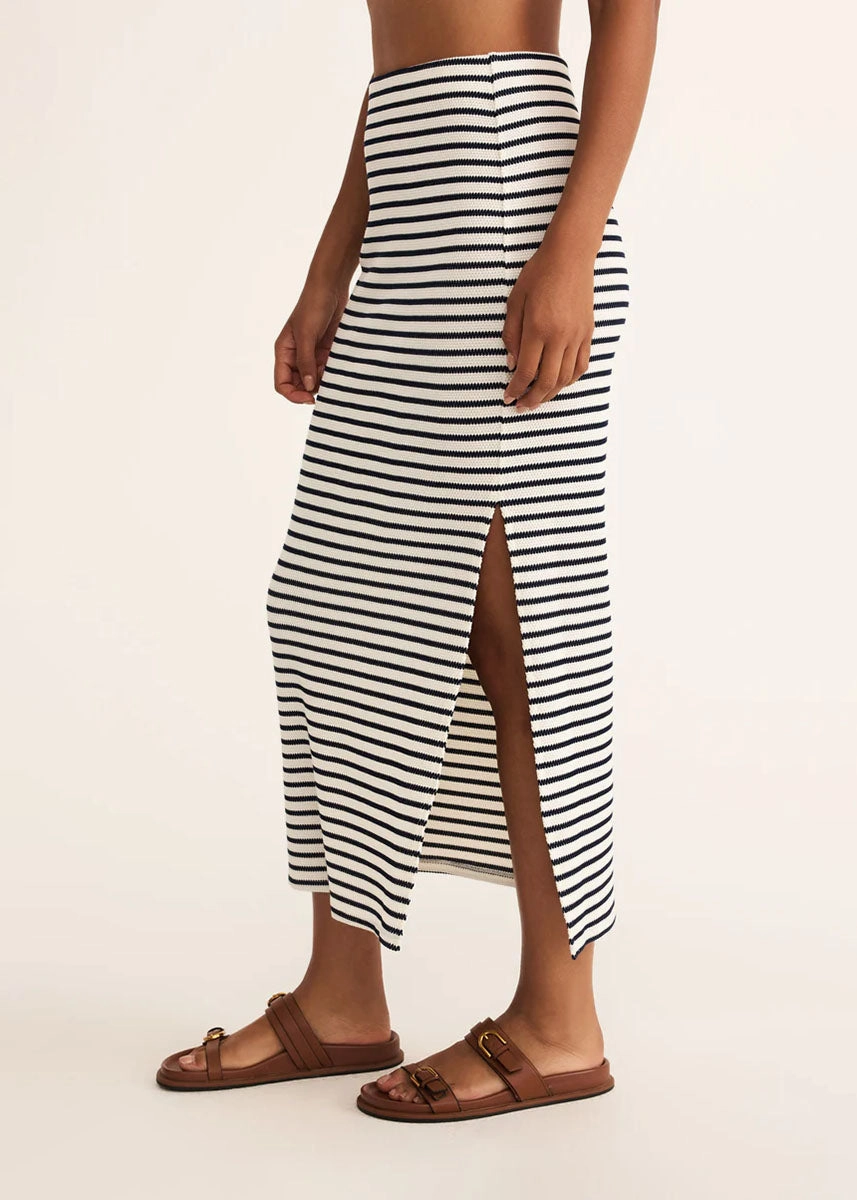 Essential Wearable Stay Fresh Ainslie Stripe Midi Skirt - Eclipse