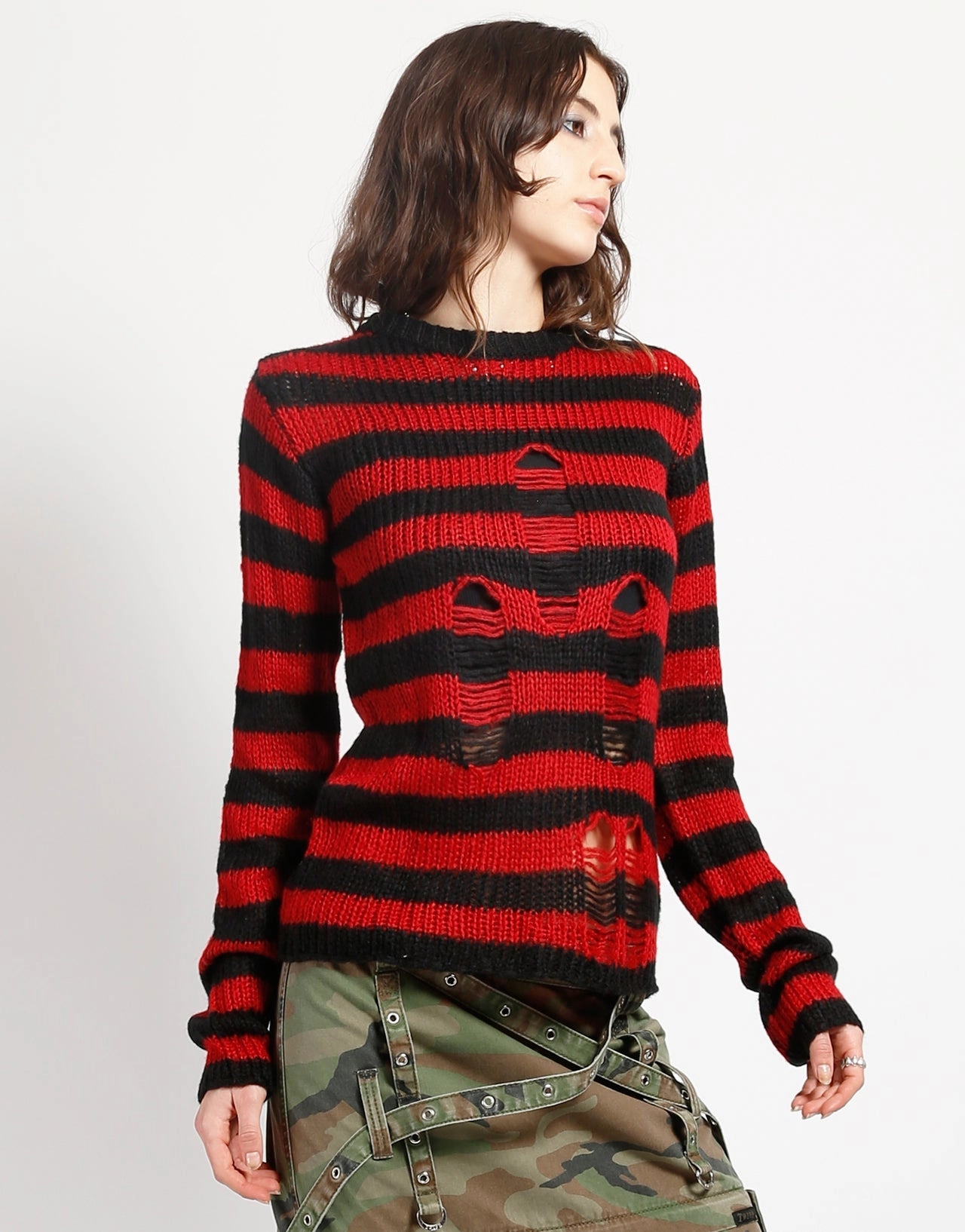 FrictionReducing RAG STRIPE SWEATER RED