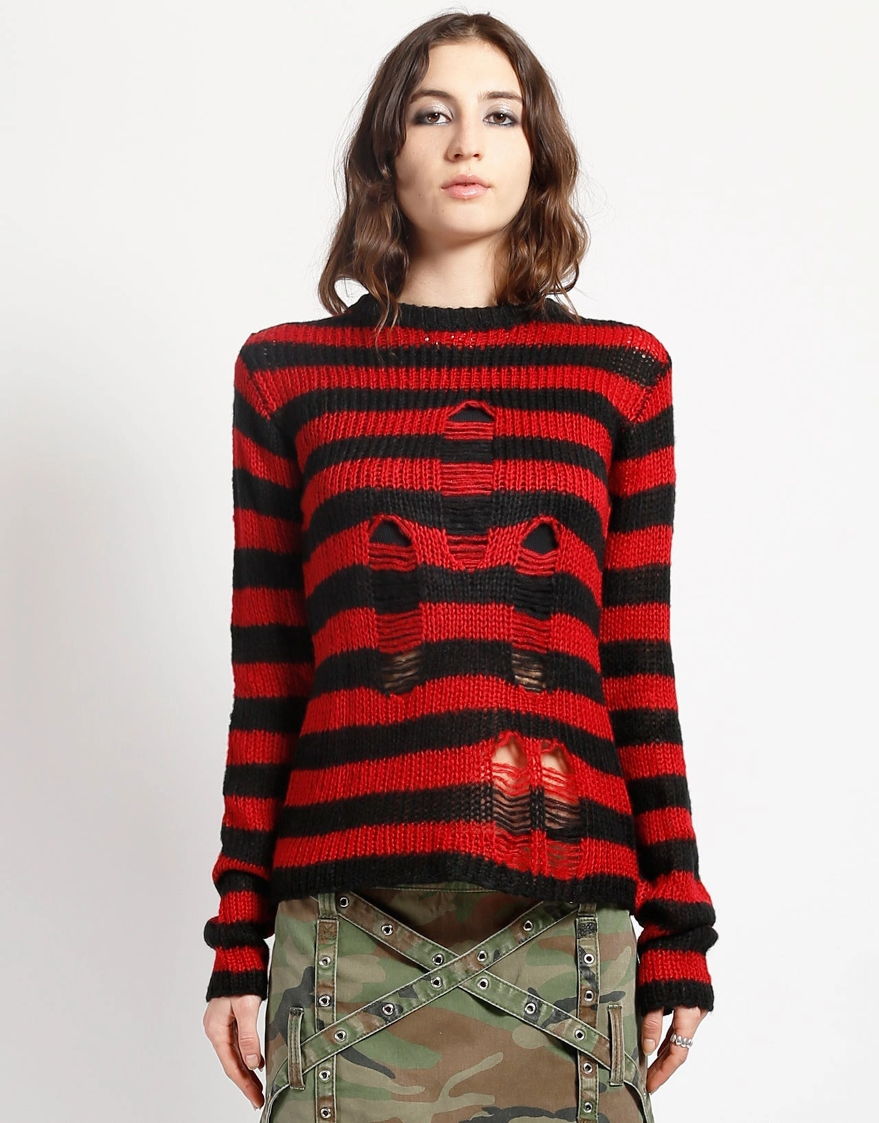 RAG STRIPE SWEATER RED RaglanSleeve