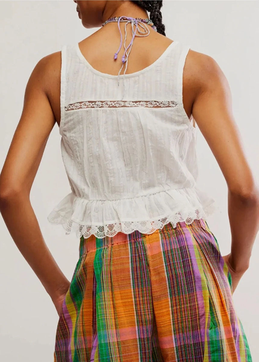 Modern Silhouette Alana Lace Tank - Clean Ivory