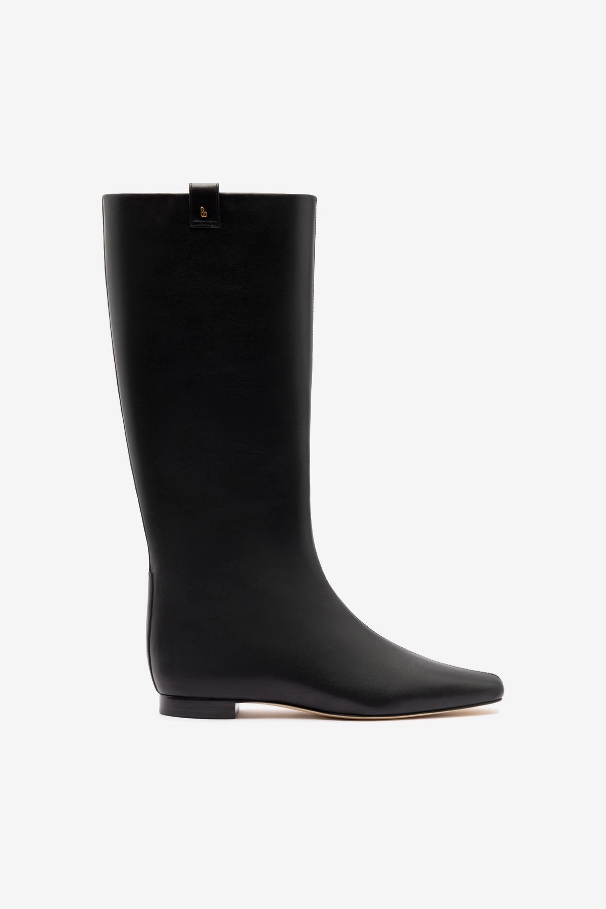 Slip Resistant sweat-wicking Alexis Flat Boot In Black Leather