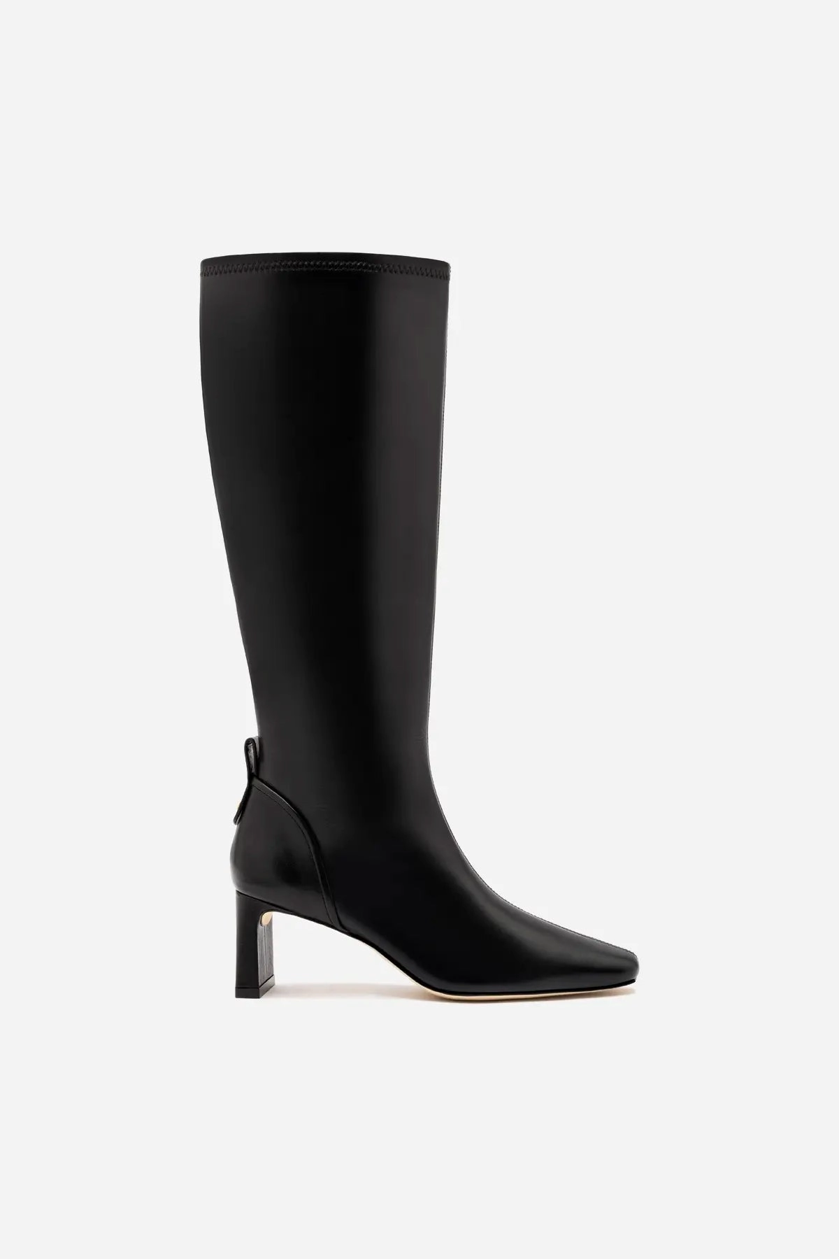 Alexis Hi Boot In Black Stretch Leather Shock Absorbing Comfort Seeker