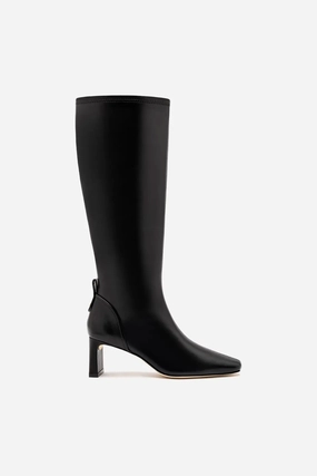 Alexis Hi Boot In Black Stretch Leather Shock Absorbing Comfort Seeker