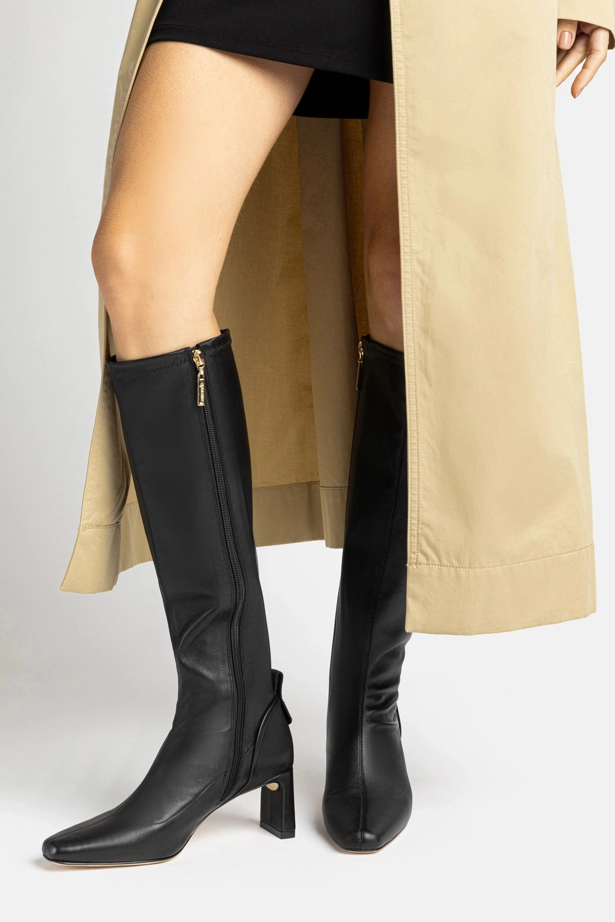 Alexis Hi Boot In Black Stretch Leather Stain Resistant