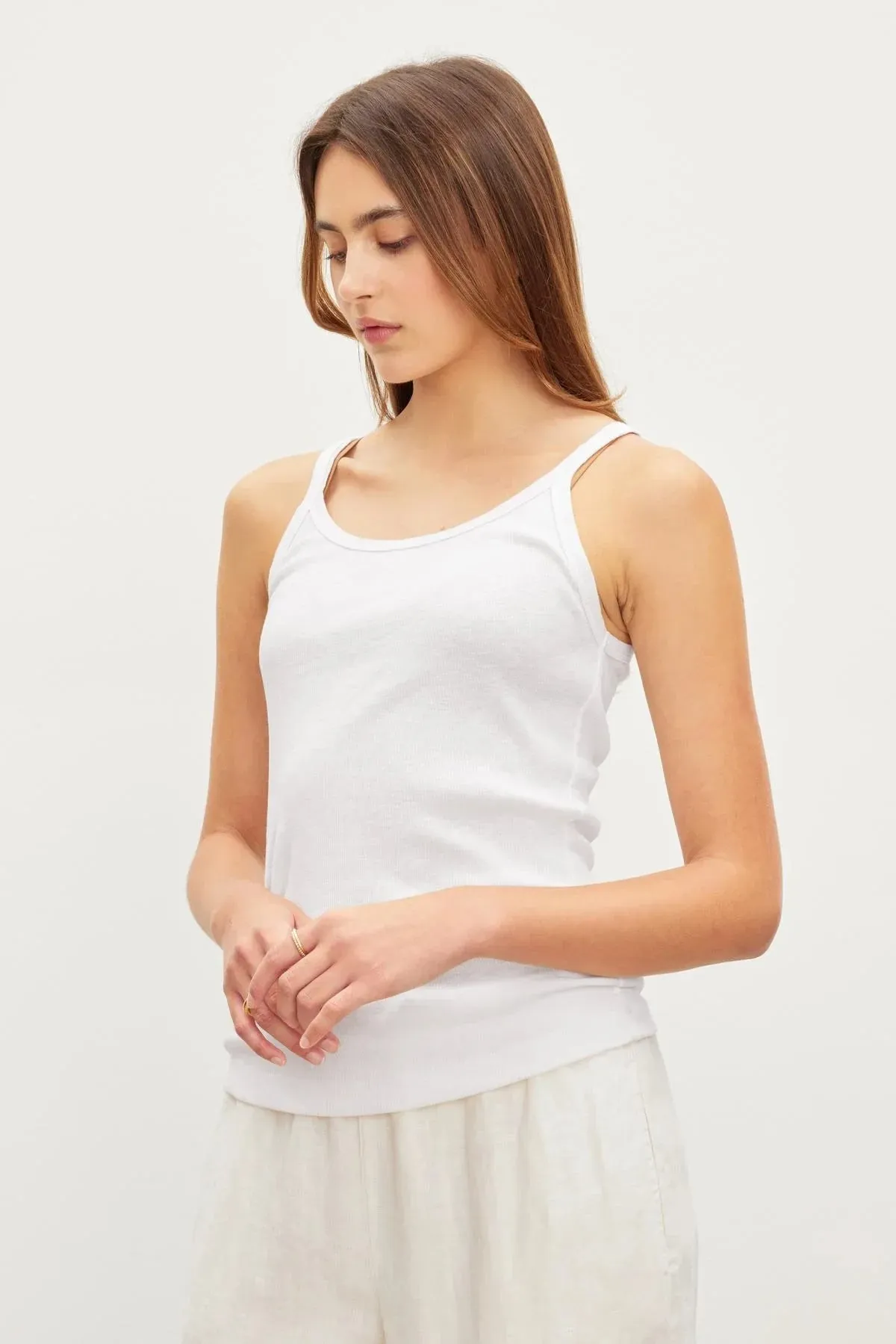 Aliza Ribbed Cotton Layering Tank Tagless Design