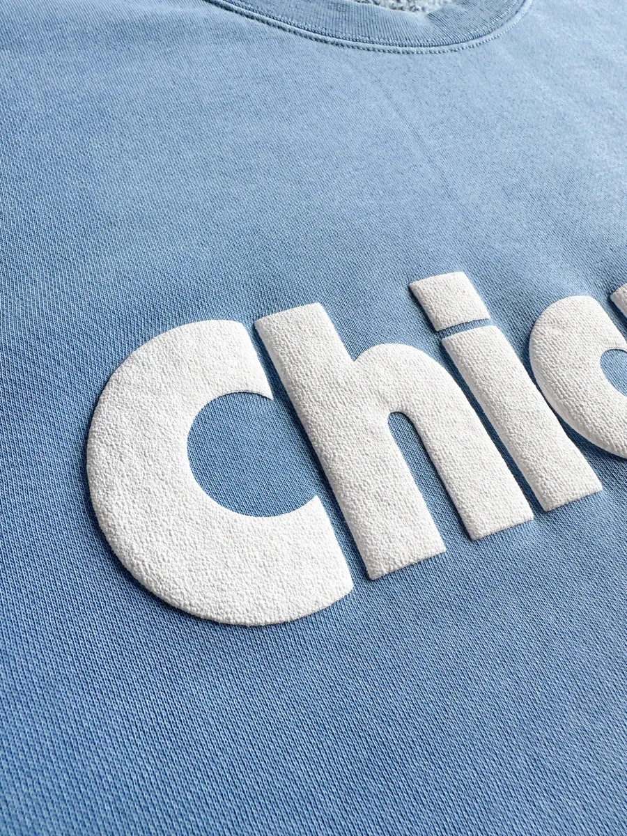 Chicago. Crewneck Sweatshirt - Blue & White Fashion Layer