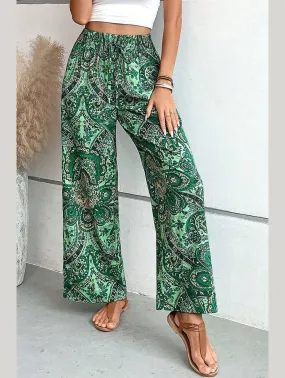 QuickDryTechnology All-in-one printed elastic-waisted wide-leg pants_CWBLP0726