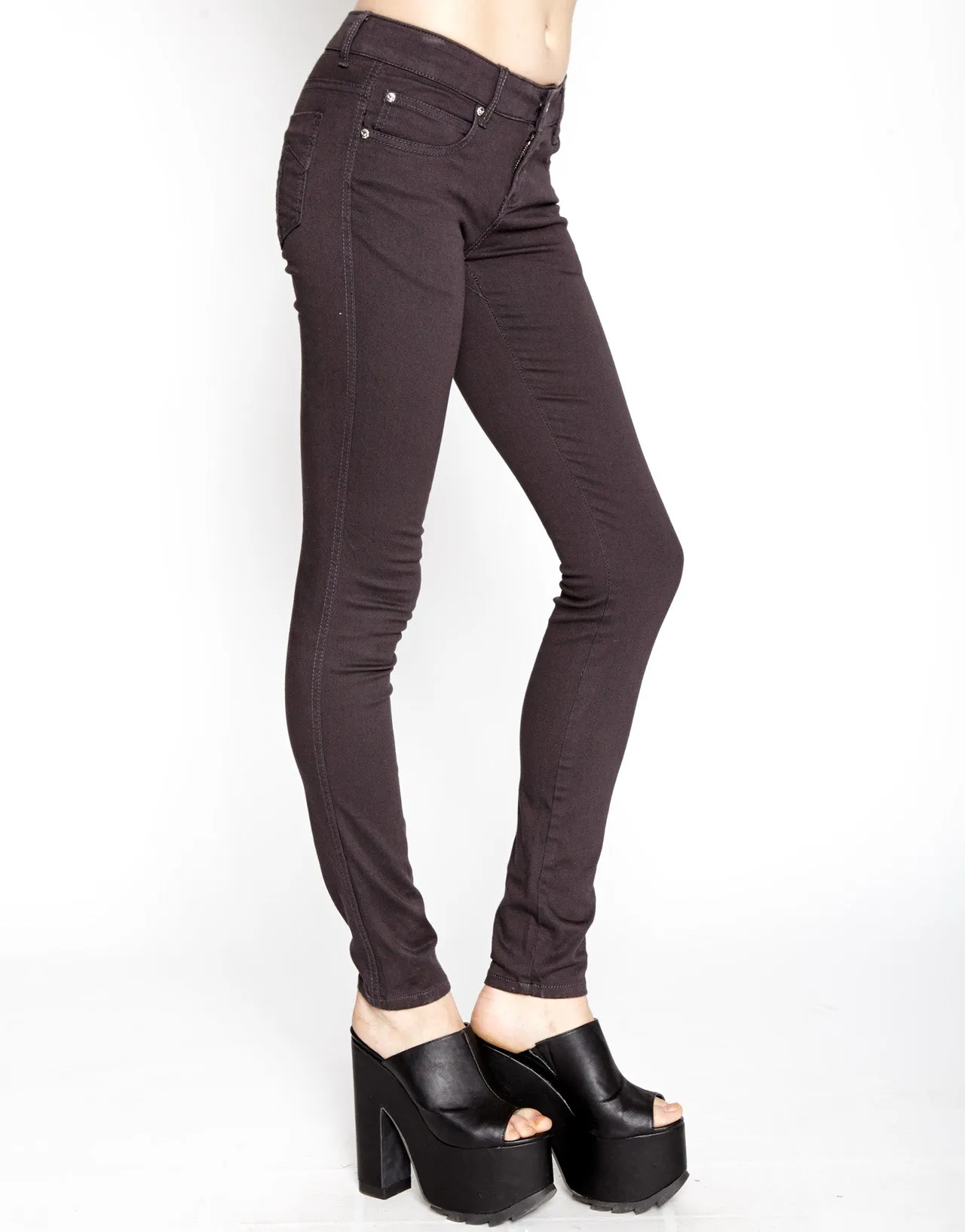 Stretchable Waist Durable Activewear T Back Jeans GREY