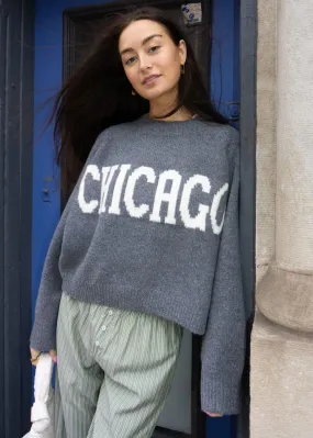 Chicago Crop Sweater - Gray Fashionable Wear Crew Neck Design