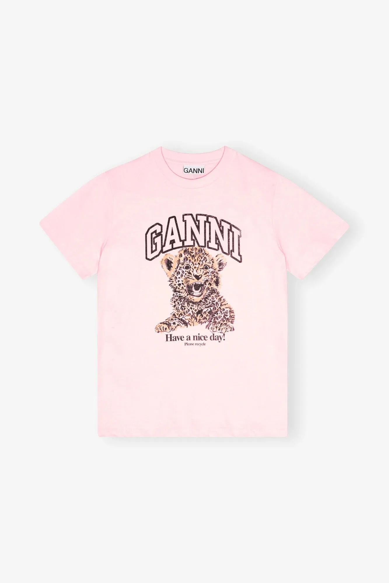 Light and Soft Pink Basic Jersey Leopard Relaxed T-shirt