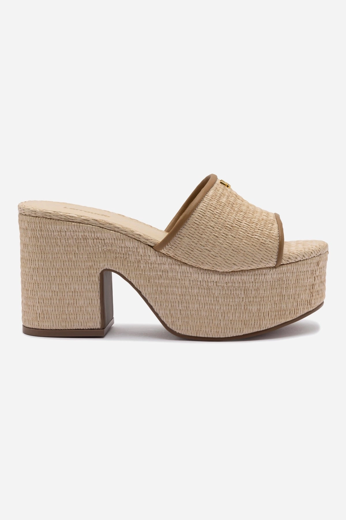 Torsional Stability Easy Entry Miso Platform Sandal In Natural Raffia and Hazelnut Trimming