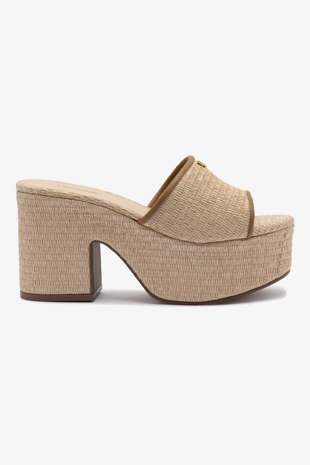 Supportive Travel Shoes. Street Cool Miso Platform Sandal In Natural Raffia and Hazelnut Trimming