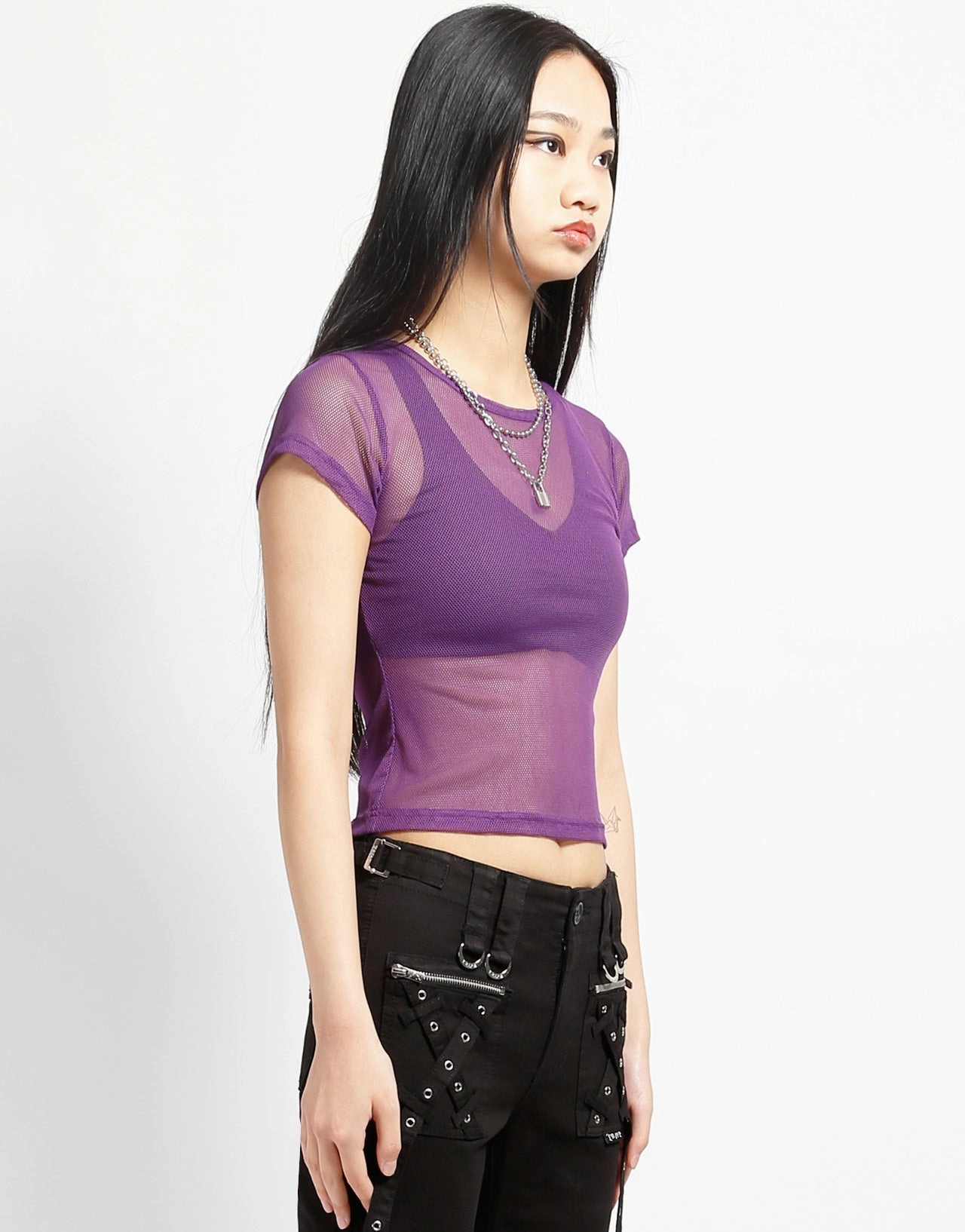 Classic Style Modular Layering System BABY TEE FISHNET PURPLE