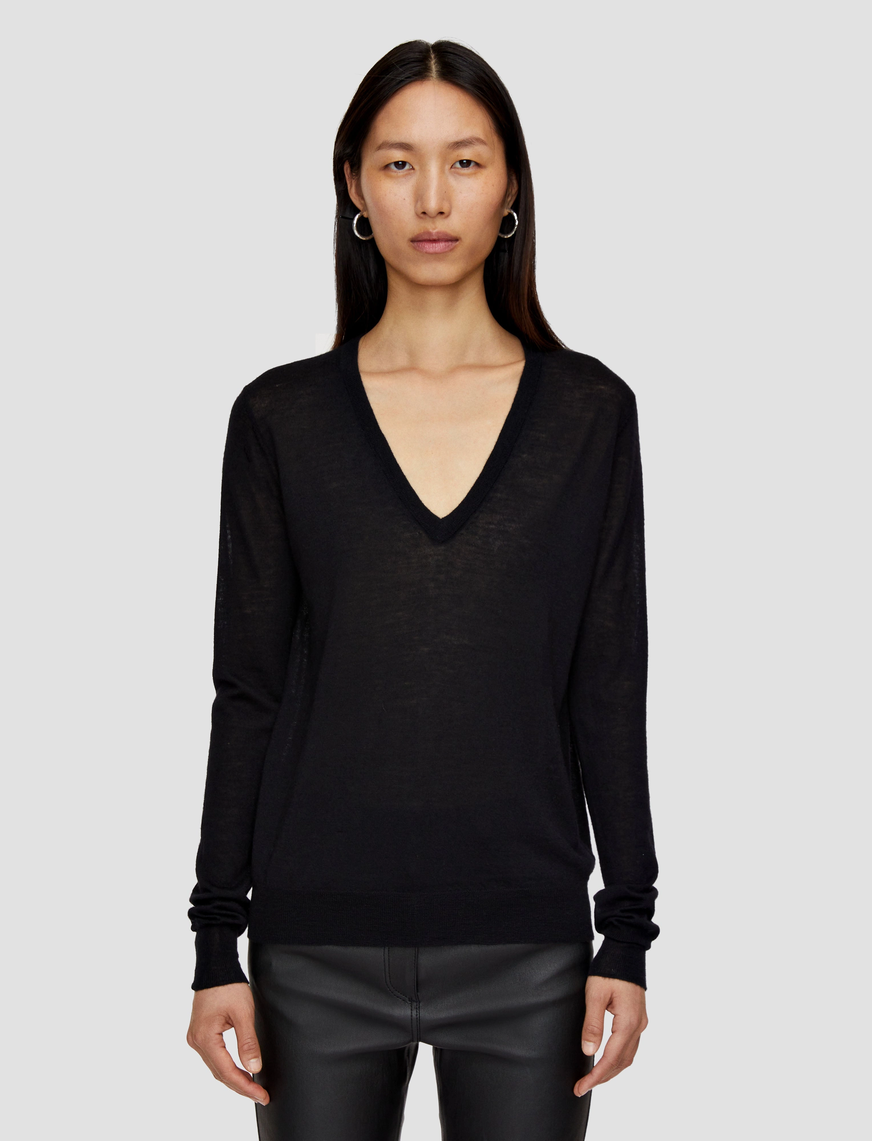 Cashair V Neck Jumper Midweight Feel Cold Ready