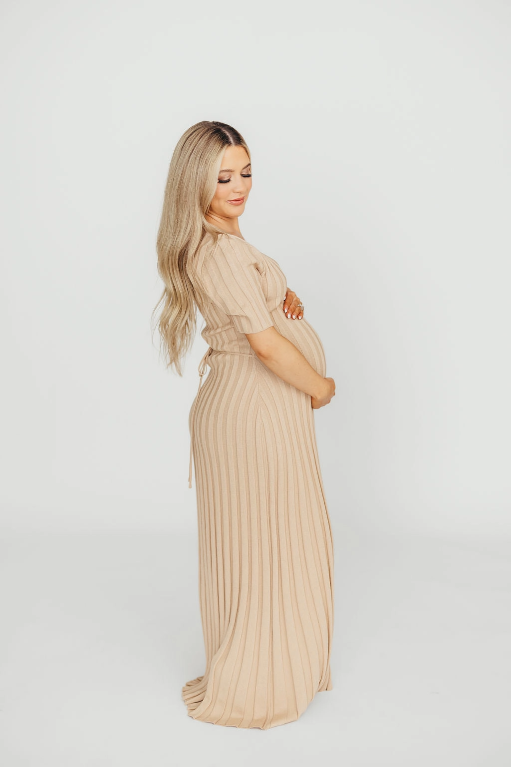 Soft Profile Oakley Ribbed Maxi Dress in Taupe - Bump Friendly *Final-Sale*