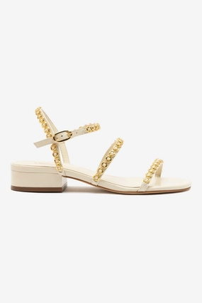 Milanina Flat Sandal In Ivory Leather Dinner Plan