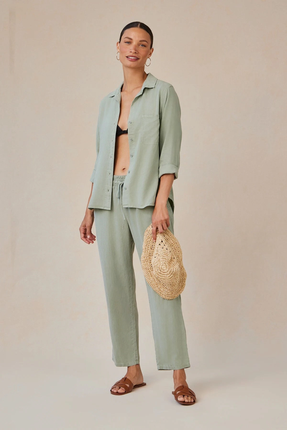 Stretch Blouse Shirt Tail Button Down