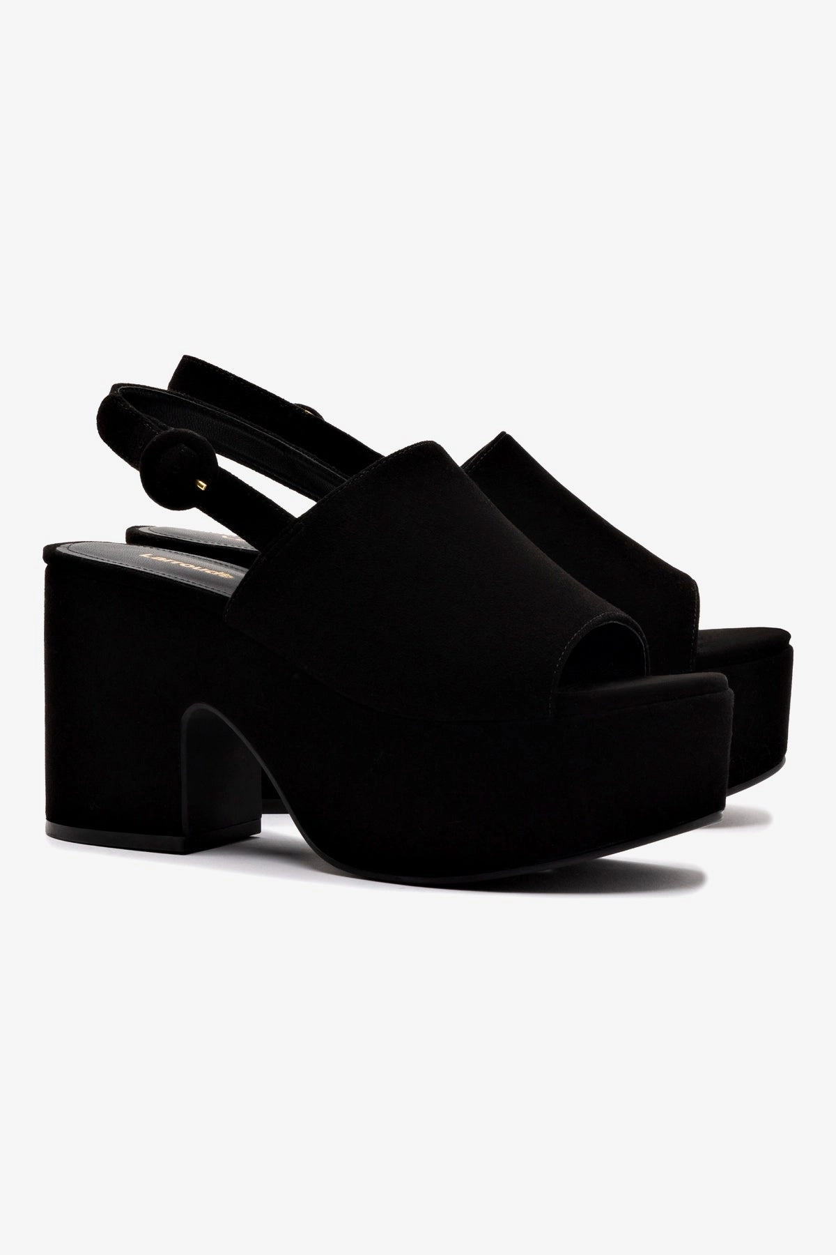 Strap Design Miso Platform Sandal In Black Suede