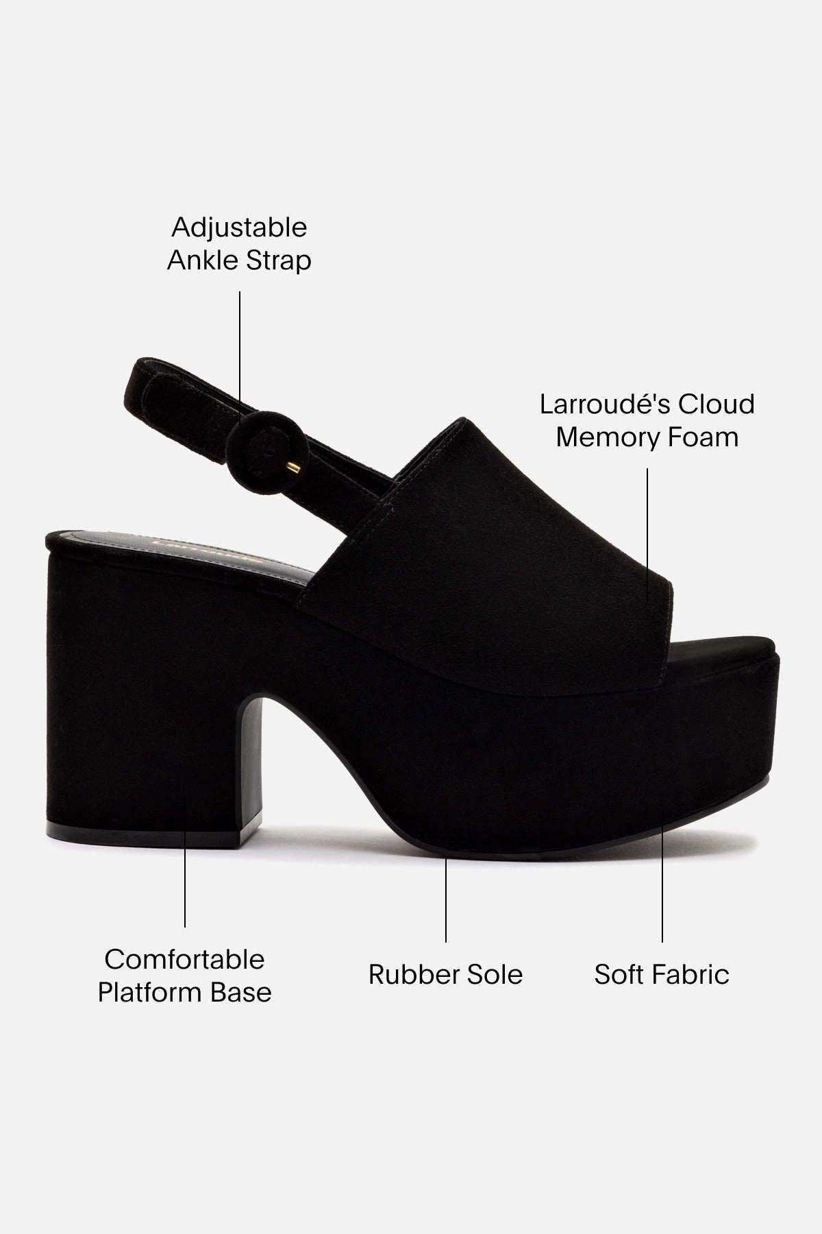 Miso Platform Sandal In Black Suede All-Purpose Comfort Breathable Flip-flops