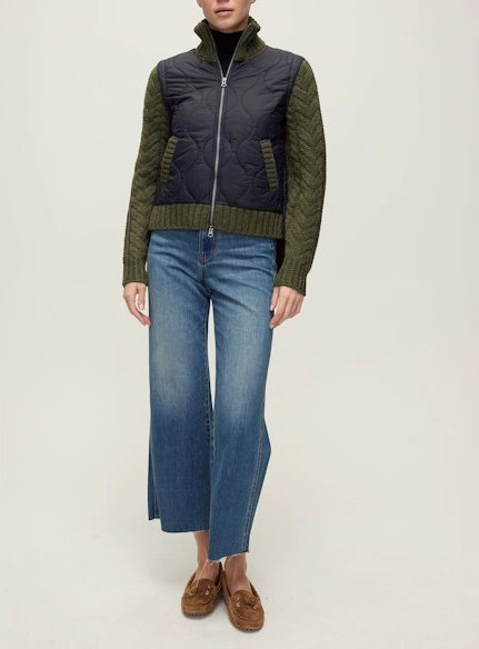 Compression Strap Adjustment Trail Function Patra Mixed Media Jacket Navy/Army Melange