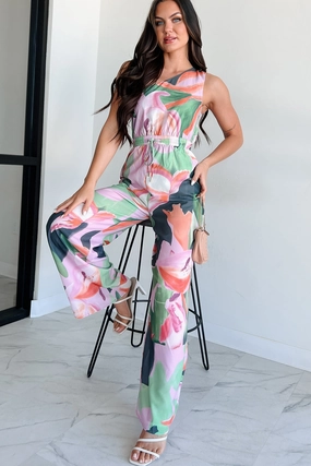 Versatile Luxury Office Vacation Allow Yourself To Grow One Shoulder Jumpsuit (Purple Multi)