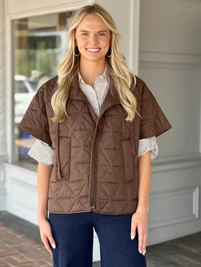 Double Buttons MoistureWicking Technology Jamel Puffer Sweater in Umber