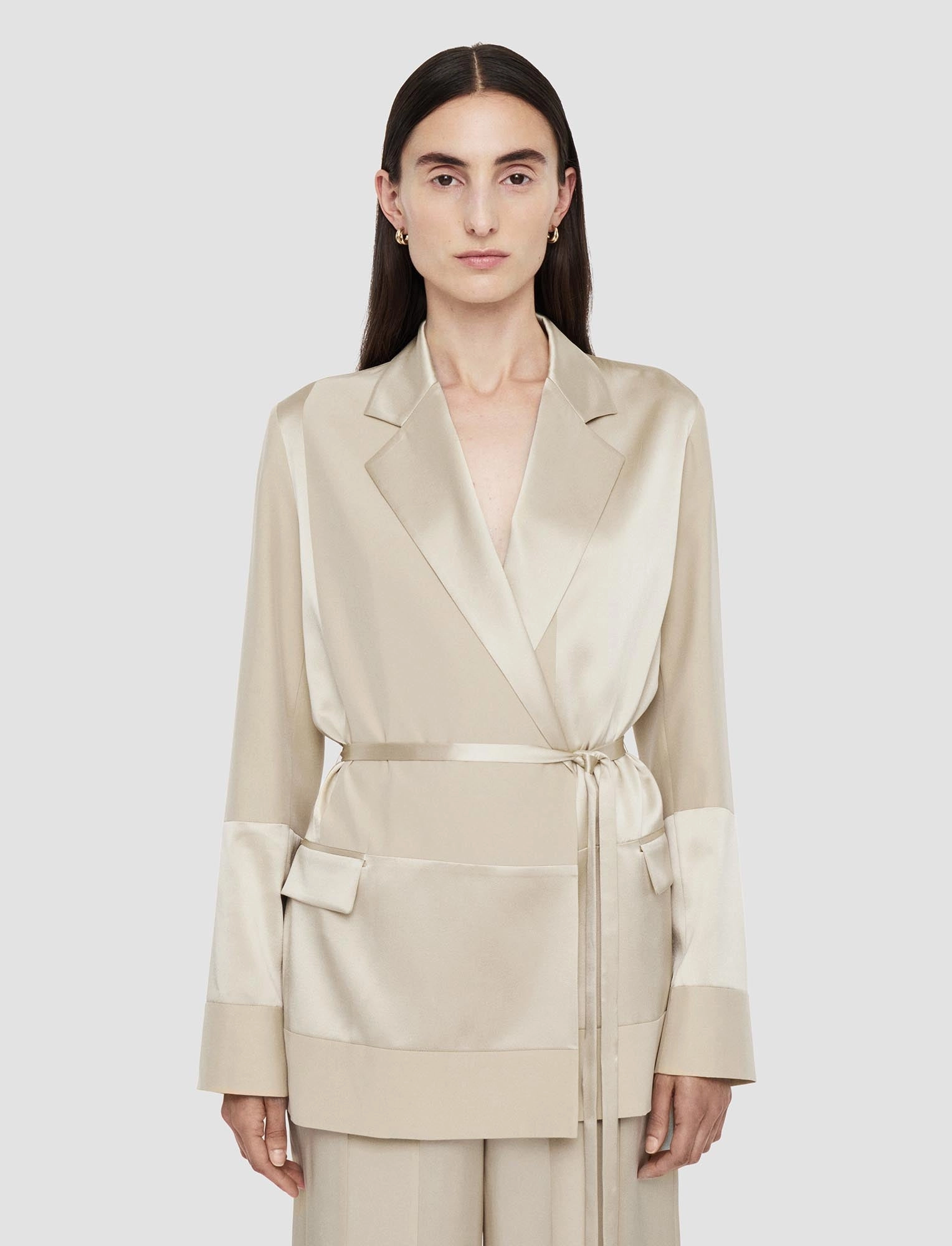Anti Static Material Amelia Shiny Matte Satin Jacket