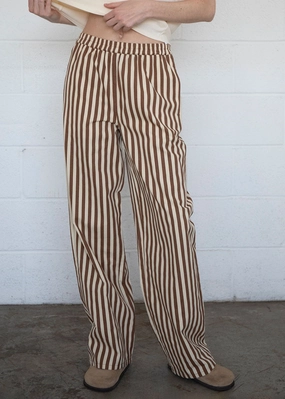 Amelie Striped Pants - Brown NonRestrictiveCut Sweat Wicking Liner