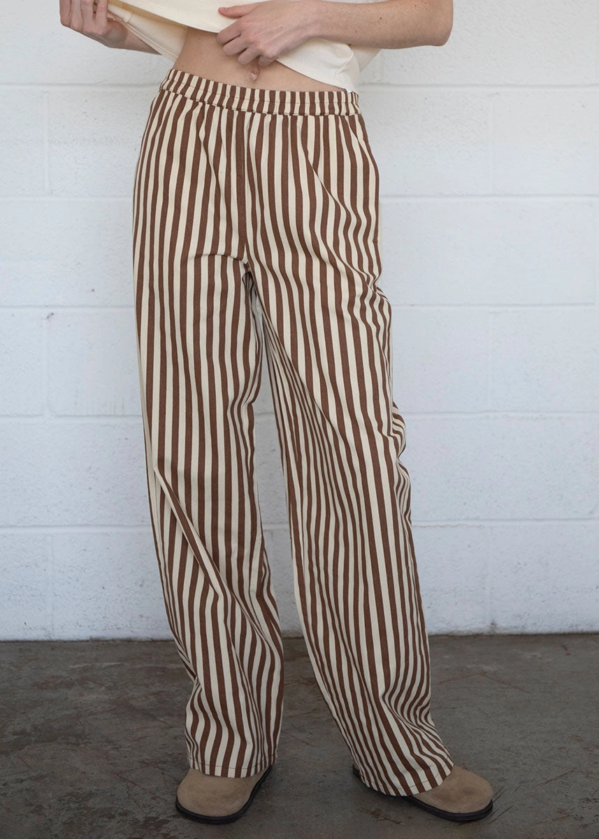 Amelie Striped Pants - Brown NonRestrictiveCut Sweat Wicking Liner