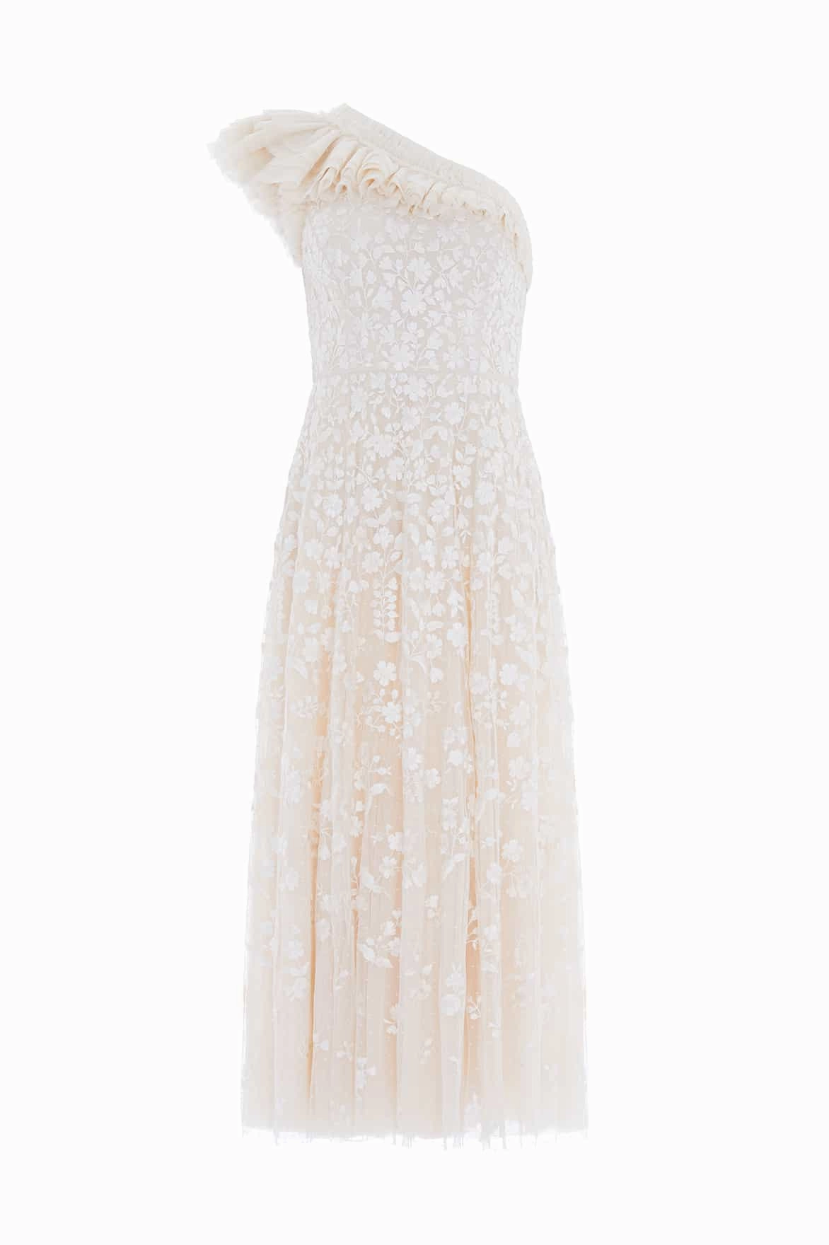 Simple Chic Posy Pirouette One-Shoulder Ankle Gown