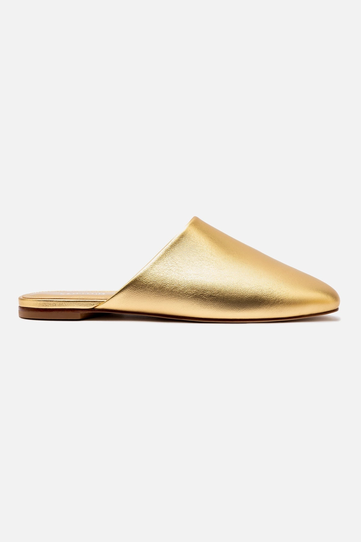 Venice Flat Mule and Pouch Kit In Gold Metallic Leather Main Path