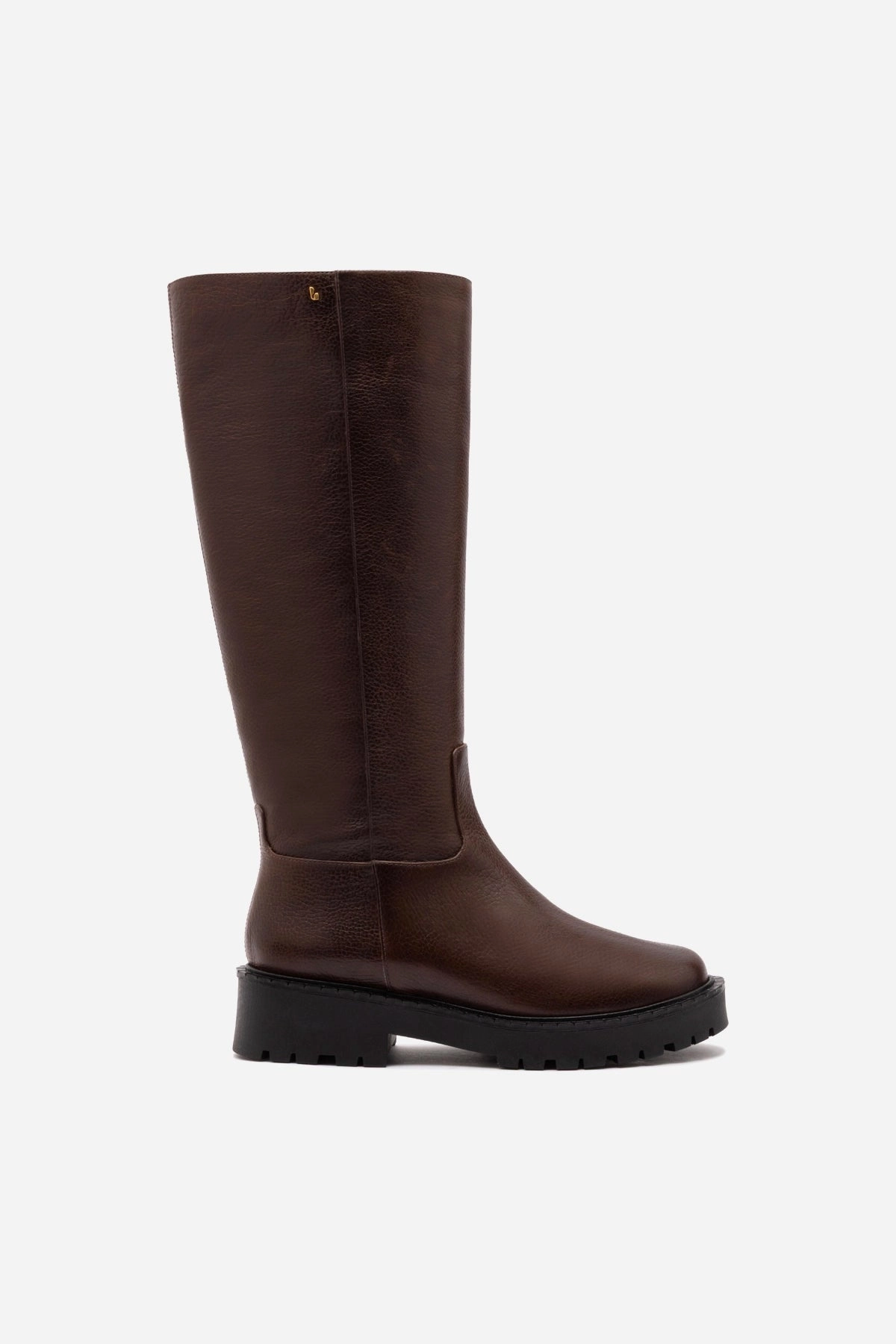 Light support Pull on Anne Lugsole Boot In Brown Leather