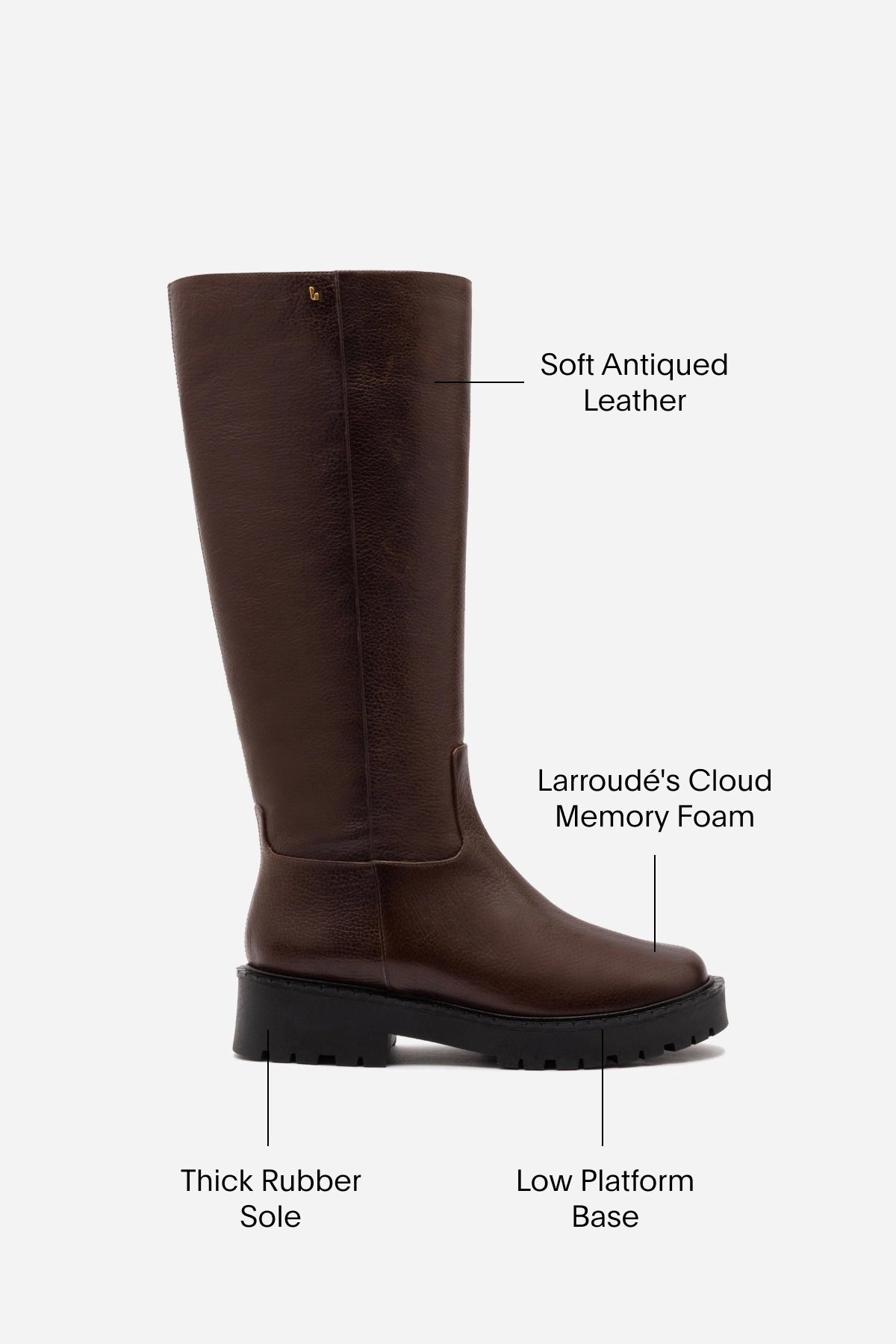 Anne Lugsole Boot In Brown Leather Low Maintenance