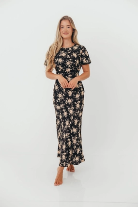 Annie Maxi Dress in Black Floral Kind Light