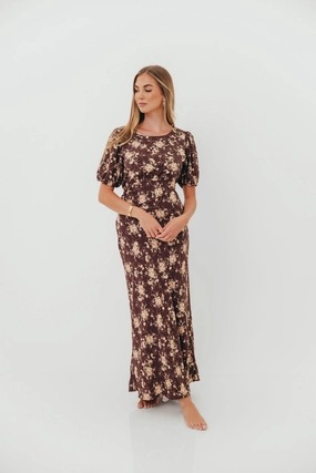 Annie Maxi Dress in Mocha Floral Essential Piece Smart and Stylish