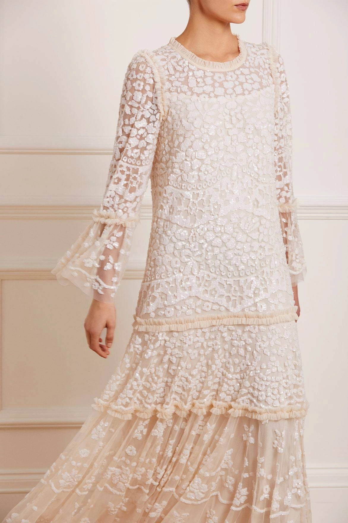 Resort Ready Lightweight Comfort Annie Sequin Tiered Ankle Gown